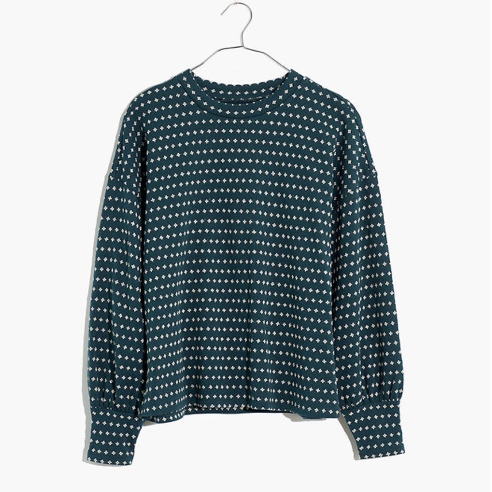 Madewell Floral Jacquard Puff-Sleeve Top  Size XS